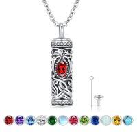 wholesale 925 Sterling Silver Urn Necklace Cremation Ashes Pendant Memorial Jewelry for Women Men Girls Boys-Tree of life-A-January-Garnet