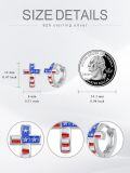 wholesale 925 Sterling Silver American Flag Cross Huggie Earrings for Women s-0-5