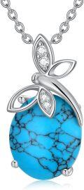 wholesale 925 Sterling Silver Turquoise Stone Butterfly Pendant Necklace - Vintage Bohemian Style s for Her-0-0