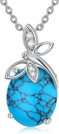 wholesale 925 Sterling Silver Turquoise Stone Butterfly Pendant Necklace - Vintage Bohemian Style s for Her-Dragonfly