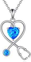 wholesale 925 Sterling Silver Birthstone Stethoscope Heart Necklace for Nurse-0-0