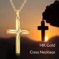 wholesale Gold 18K Yellow Gold Plated Diamond Accented Cross Pendant Necklace for Women - Elegant Religious Jewelry-0-2
