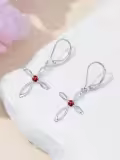 TOUPOP Sterling Silver Birthstone Infinity Cross Dangle Earrings For Women-0-2