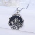 wholesale 925 Sterling Silver Saint Joseph and Child Black Onyx Pendant Necklace for Men Women Gifts-0-5