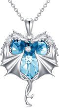 wholesale Sterling Silver Austrian Crystal Dragon Necklace for Women Girls-0-18