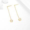 wholesale Gold Crescent Moon Drop Earrings 14k Solid Gold Threaders for Women-0-2