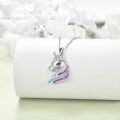 wholesale 925 Sterling Silver Rainbow Crystal Unicorn Pendant Necklace for Women-0-3