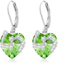 wholesale 925 Sterling Silver Birthstone 12 Constellations Heart Dangle Earrings-08-Aug-Leo(7.23-8.22)