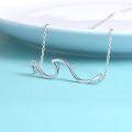 wholesale Gold 925 Sterling Silver Ocean Wave Pendant Necklaces Minimalist Chain Beach  for Women-0-34