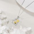 wholesale 925 Sterling Silver Honeybee and Sunflower Heart Pendant Necklace for Women-0-1
