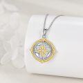 wholesale 925 Sterling Silver Compass Pendant with Gold Accents & Cubic Zirconia - Nautical Inspired Jewelry Graduation Gifts for Her-0-0