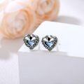 wholesale 925 Sterling Silver Blue Crystal Heart Celtic Knot Wolf Stud Earrings for Women-0-1