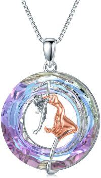 wholesale 925 Sterling Silver Ballerina Heart Necklace – Delicate Ballet Dancer Jewelry Gift for Women-Ballet