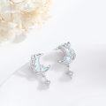 wholesale 925 Sterling Silver Opal Crescent Moon & Star Drop Earrings for Women Girls Gifts Jewelry Accessories 3cm Long-0-3