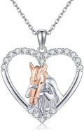 wholesale 925 Sterling Silver Heart-Shaped Horse Pendant Necklaces for Women and Men  Ideas-0-0