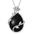 wholesale 925 Sterling Silver Blue Turquoise & Black Onyx Infinity Rose Pendant Necklace for Women Gemstone s-0-3
