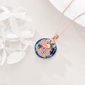wholesale Rose Gold 925 Sterling Silver Pink Flamingo Blue Crystal Pendant Necklace-0-3