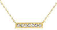 wholesale 14K Gold Bar Diamond Pendant Necklace for Women-White zircon