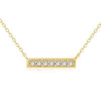 wholesale 14K Gold Bar Diamond Pendant Necklace for Women-White zircon