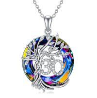 wholesale TOUPOP Birthday Gifts For Women 925 Sterling Silver Tree Of Life Year Old Necklace Circle Crystal Jewelry Christmas Gifts For Her Wife Mom Mother Grandma Grandmother -style_name:30th-Volcanic Crystal