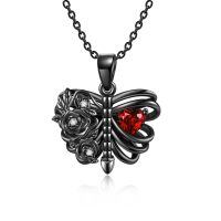 wholesale 925 Sterling Silver Butterfly Black Rose Heart Pendant Necklace Gothic s for Women Halloween Accessories-Cage Heart