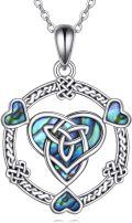 wholesale 925 Sterling Silver Celtic Knot Abalone Shell Heart Pendant Necklaces Eternal Love Lucky Charm Gifts for Her-0-0