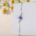 wholesale 925 Sterling Silver Round Purple Amethyst Zircon Vintage Rose Birthstone Bracelet for Women-0-4