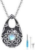 wholesale 925 Sterling Silver Moonstone & Opal Teardrop Cremation Keepsake Jewelry Pendant Necklace for Ashes-0-0