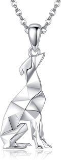wholesale 925 Sterling Silver Origami Dog Pendant Necklace s for Women Animal Lovers-0-0