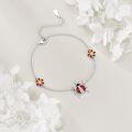 wholesale 925 Sterling Silver Ladybug & Flower Charm Anklet for Women - Adjustable Beach Foot Chain s-0-1