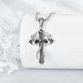 wholesale 925 Sterling Silver Antler Cross Pendant Necklace  with Chain for Men Women  45cm Length-0-2