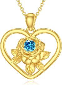 wholesale 14K Gold Plated 925 Sterling Silver Birthstone Love Rose Necklace for Women-C1-March