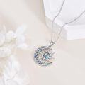 wholesale Sterling Silver Sun Moon Necklace w Blue Opal White Opal Abalone Labradorite Moonstone Gift for Teen Girls-0-8