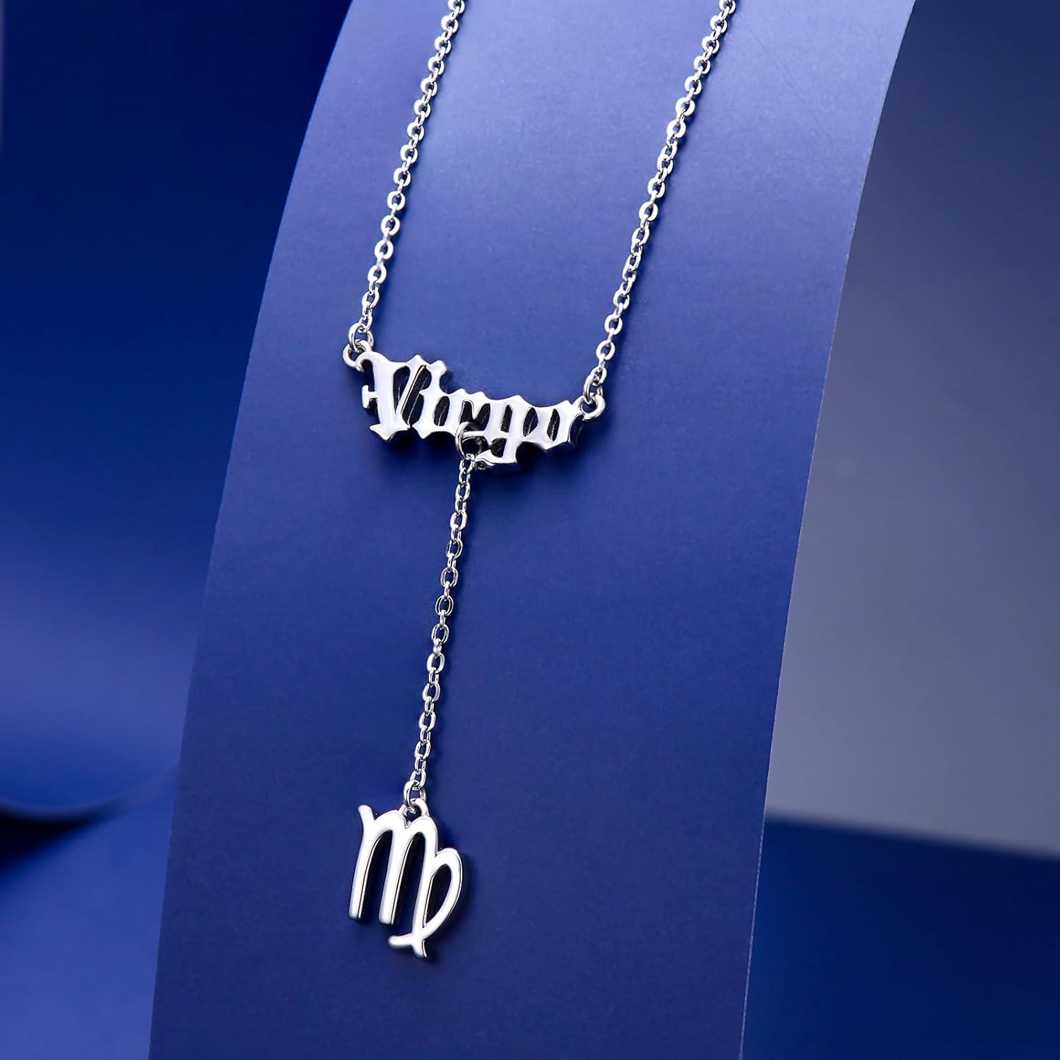 925 Sterling Silver Virgo Zodiac Sign Lariat Necklace with Chain and Charm for Women Astrology -0-2