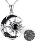 wholesale 925 Sterling Silver 925 Black Stone Sun and Moon Pendant Necklace for Women Girls Gift Jewelry Accessory-0-0