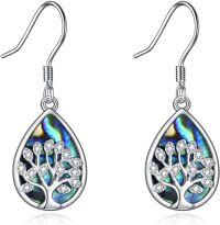 wholesale 925 Sterling Silver Abalone Shell Tree of Life Teardrop Dangle Earrings for Women-Tree of Life II