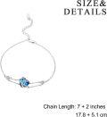 wholesale 925 Sterling Silver Austrian Crystal Blue & Purple Heart Charm Bracelet for Women Girls  6 Adjustable Chain Length-0-4