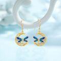 wholesale 925 Sterling Silver Blue Enamel Dragonfly Moon Drop Earrings Irish  for Women Girls-0-2