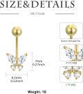 wholesale 14K Gold & Cubic Zirconia Minimal Butterfly Belly Button Ring 7-8.2mm-0-4