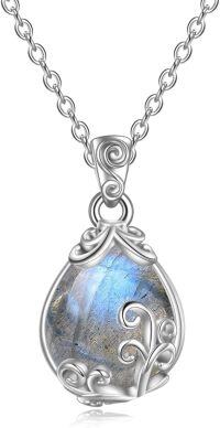 wholesale 925 Sterling Silver Labradorite Teardrop Filigree Pendant Necklace-Labradorite-small