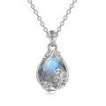 wholesale 925 Sterling Silver Teardrop Moonstone Pendant Necklace With Intricate Scrollwork-0-0