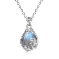 wholesale 925 Sterling Silver Teardrop Moonstone Pendant Necklace With Intricate Scrollwork-Labradorite-small