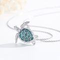 wholesale 925 Sterling Silver Natural Turquoise Sea Turtle Pendant Necklace for Women Ocean Lovers s-0-4