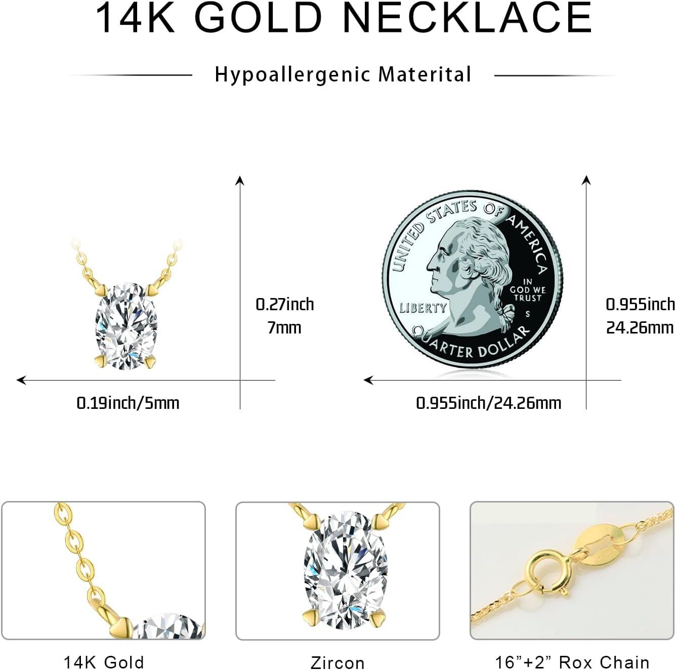 wholesale 925 Sterling Silver Plated 14K Gold Oval Cut Moissanite Pendant Necklace 1ct VVS1 D Lab Diamond Chain for Women-0-2