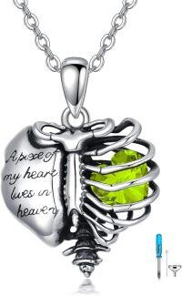 wholesale Sterling Silver Birthstone Urn Necklace for Ashes Memorial Jewelry for Women Men Mom-8-August