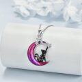 wholesale 925 Sterling Silver Purple Abalone Shell Crescent Moon Star Black Cat Pendant Necklace for Women Girls Gifts Tree of Life Jewelry Lovers' Present-0-4