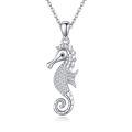 wholesale 925 Sterling Silver Sea Horse Pendant Necklaces for Women Girls s 43cm Chain Length-0-0