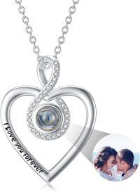 wholesale 14K Gold-Plated S925 Sterling Silver Nanotechnology Love Stone Photo Projection Necklace, Personalized Infinity Heart Pendant for Women, Gift for Her-K1-Infinity-Customized photo