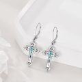 wholesale 925 Sterling Silver Cross Drop Earrings with Abalone Shell Inlay and Leverbacks for Women-0-5