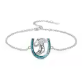 wholesale 925 Sterling Silver Turquoise Boot & Flower Horseshoe Charm Bracelet for Women-0-0